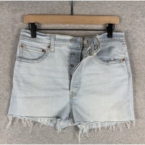 Levis Cutoff Shorts‎ Womens 30 Blue Light Wash Button Fly Faded Denim